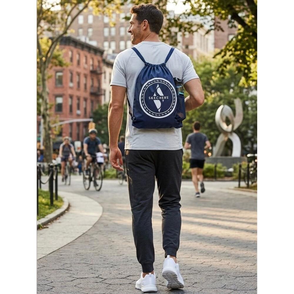 New Skechers Unisex Nylon Drawstring Back Pack In Blue
